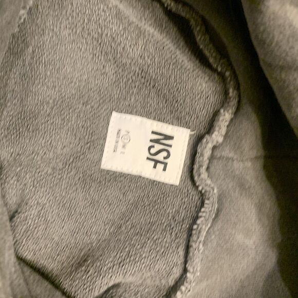 NSF Sweater Dress Womens Small Gray Hooded Asymmetrical Hem French Terry BOHO - Picture 11 of 16